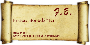 Frics Borbála névjegykártya