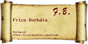 Frics Borbála névjegykártya
